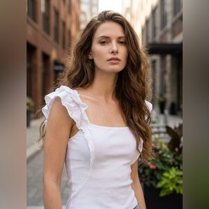 Joe's Jeans White Ruffled Tank Top